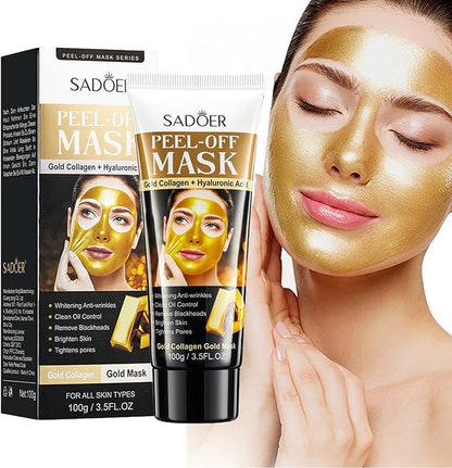 Sadoer Peel Off Mask, Gold Peel-Off Face Mask, Removal Gold Foil Peel Off Face Mask, Peel Off Face Mask Collagen